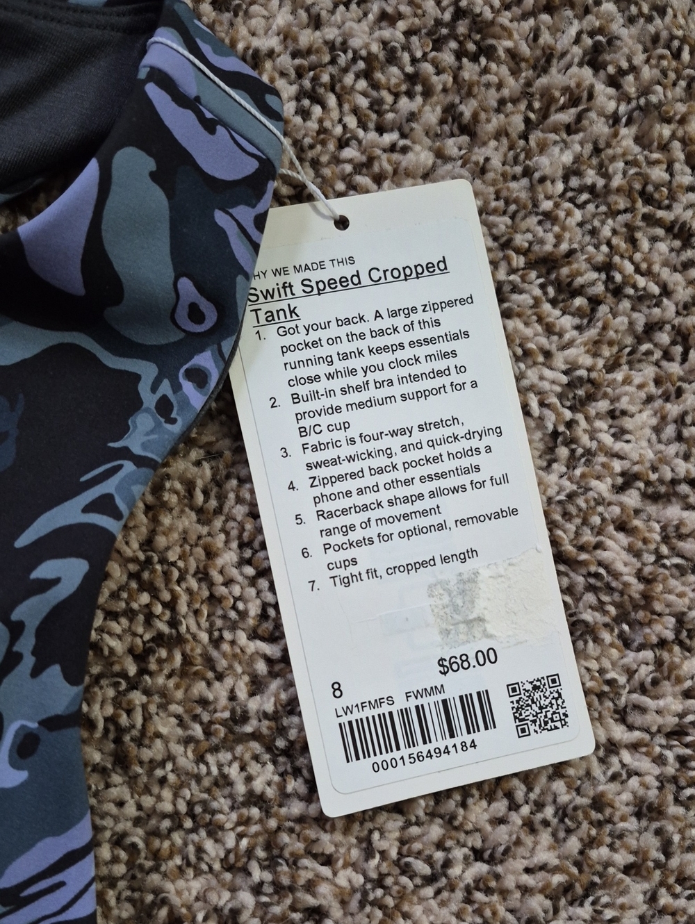 Lululemon Swift Speed Cropped Tank Size 8 NWT - Picture 2 of 7